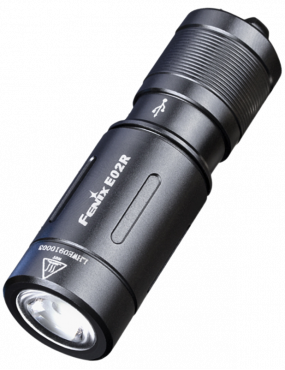 Fenix E02R Noire-Lampe de poche porte-clés rechargeable USB-200 lumens