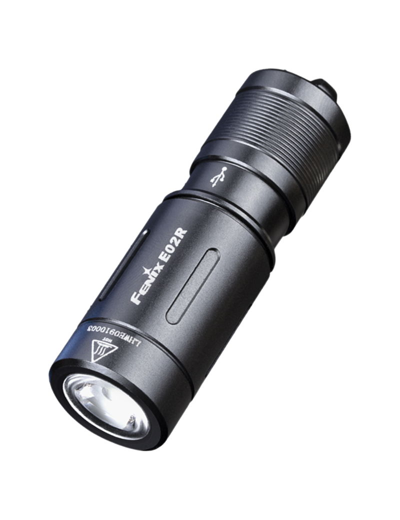 Fenix E02R Noire-Lampe de poche porte-clés rechargeable USB-200 lumens