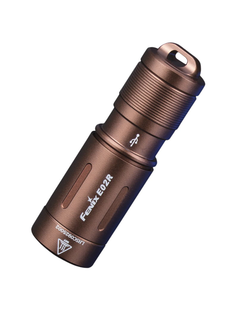 Fenix E02RMarron-Lampe de poche porte-clés rechargeable USB-200 lumens