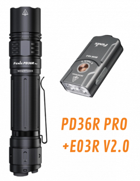 FENIX - PD36R PRO KIT BLACK - + E03R BLACK - 2800 LUMENS