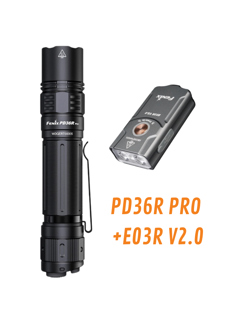 FENIX - PD36R PRO KIT BLACK - + E03R BLACK - 2800 LUMENS