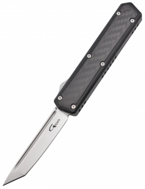 Couteau Automatique OTF Golgoth G6FC - Lame Tanto D2, Insert Carbone,