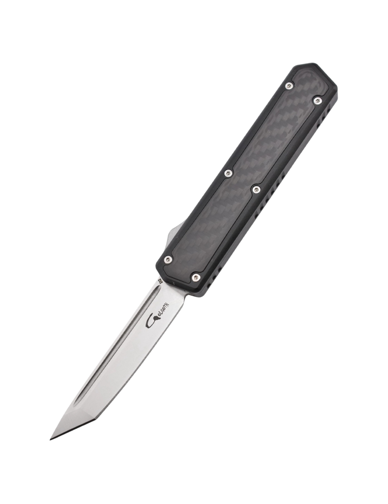 Couteau Automatique OTF Golgoth G6FC - Lame Tanto D2, Insert Carbone,