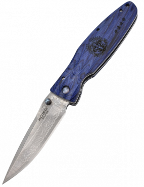 Mcusta MC-186D Manche Pakka wood bleu et lame Damas