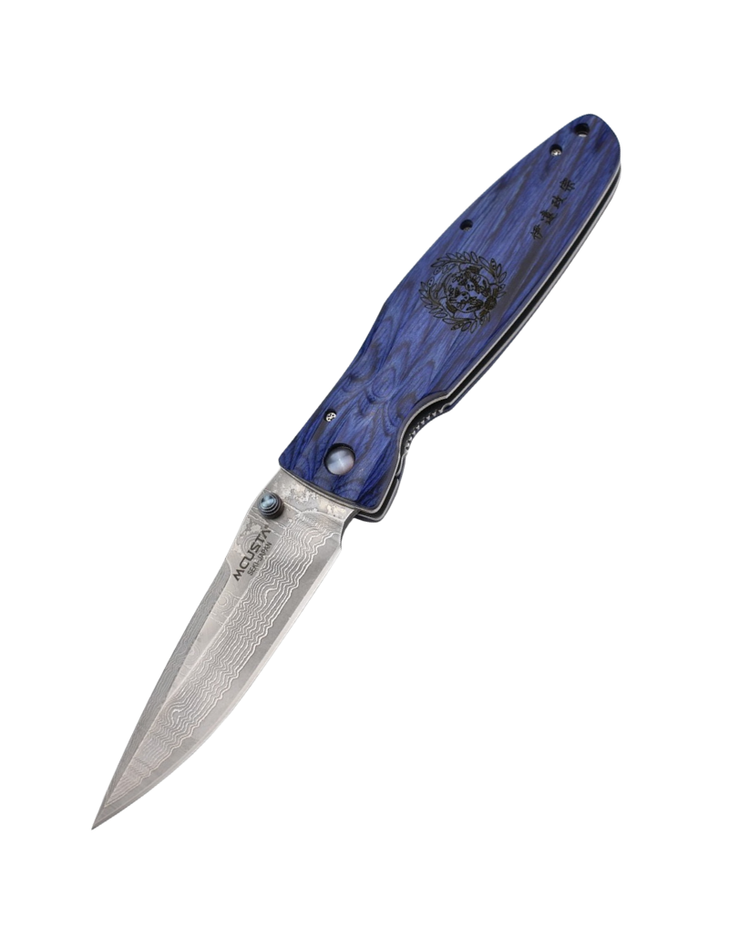 Mcusta MC-186D Manche Pakka wood bleu et lame Damas