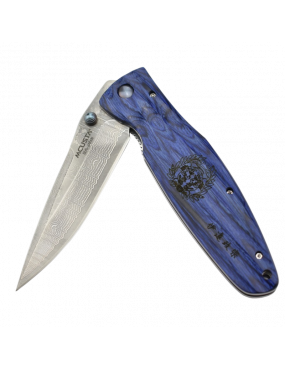 Mcusta MC-186D Manche Pakka wood bleu et lame Damas