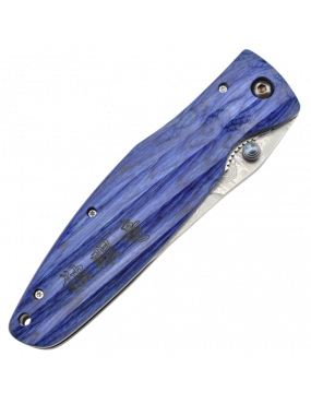 Mcusta MC-186D Manche Pakka wood bleu et lame Damas