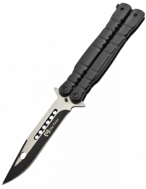 Maxknives P49 Couteau papillon lame acier 3CR13 manche aluminium noir