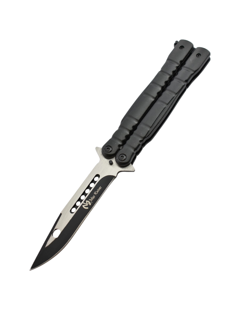 Maxknives P49 Couteau papillon lame acier 3CR13 manche aluminium noir