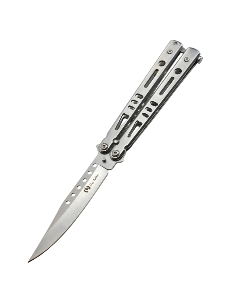 Maxknives P52S Couteau papillon lame acier 3CR13 manche acier silver