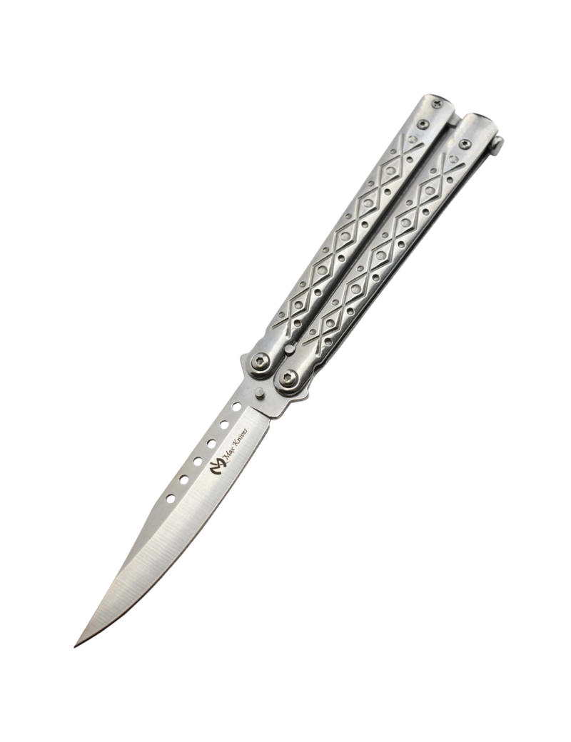 Maxknives P50S Couteau papillon lame acier 3CR13 manche acier silver