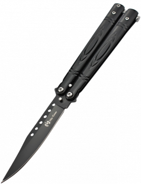 Maxknives P55B Couteau papillon lame acier 3CR13 manche acier noir