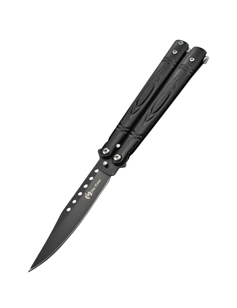 Maxknives P55B Couteau papillon lame acier 3CR13 manche acier noir