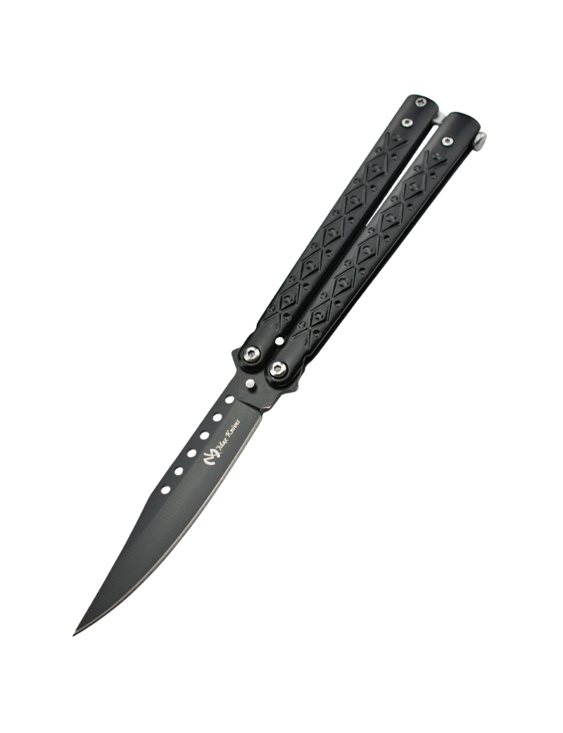 Maxknives P50B Couteau papillon lame acier 3CR13 manche acier noir