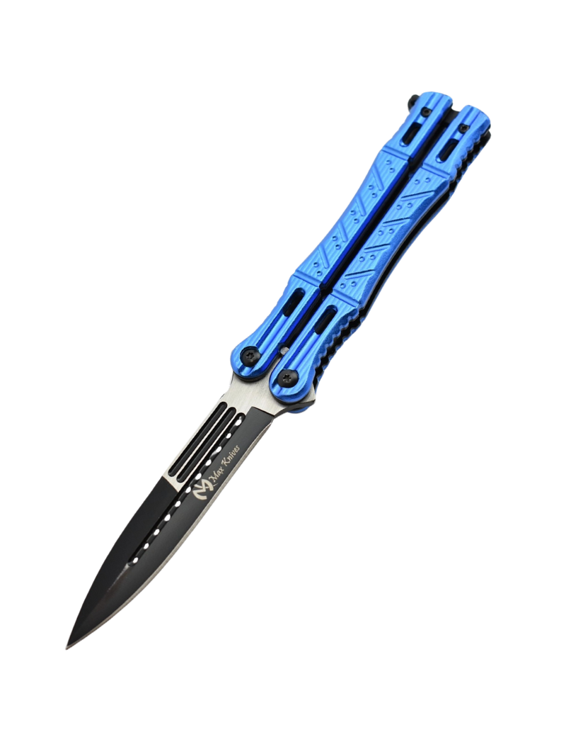 Maxknives P45 Couteau papillon manche aluminium anodisé bleu