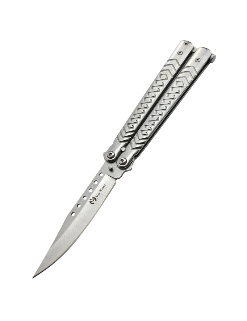 Maxknives P54S Couteau papillon lame acier 3CR13 manche acier silver