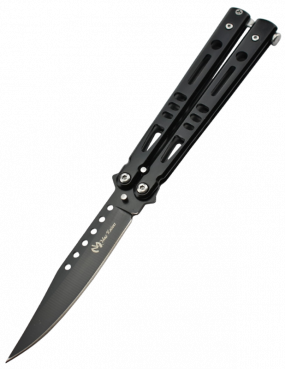 Maxknives P52B Couteau papillon lame acier 3CR13 manche acier noir