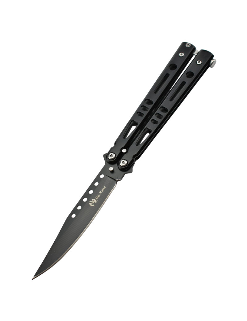 Maxknives P52B Couteau papillon lame acier 3CR13 manche acier noir