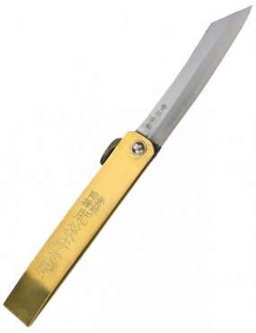 Higonokami Bent - Couteau San Mai Tanto, 75mm, Manche Laiton