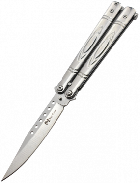 Maxknives P55S Couteau papillon lame acier 3CR13 manche acier silver