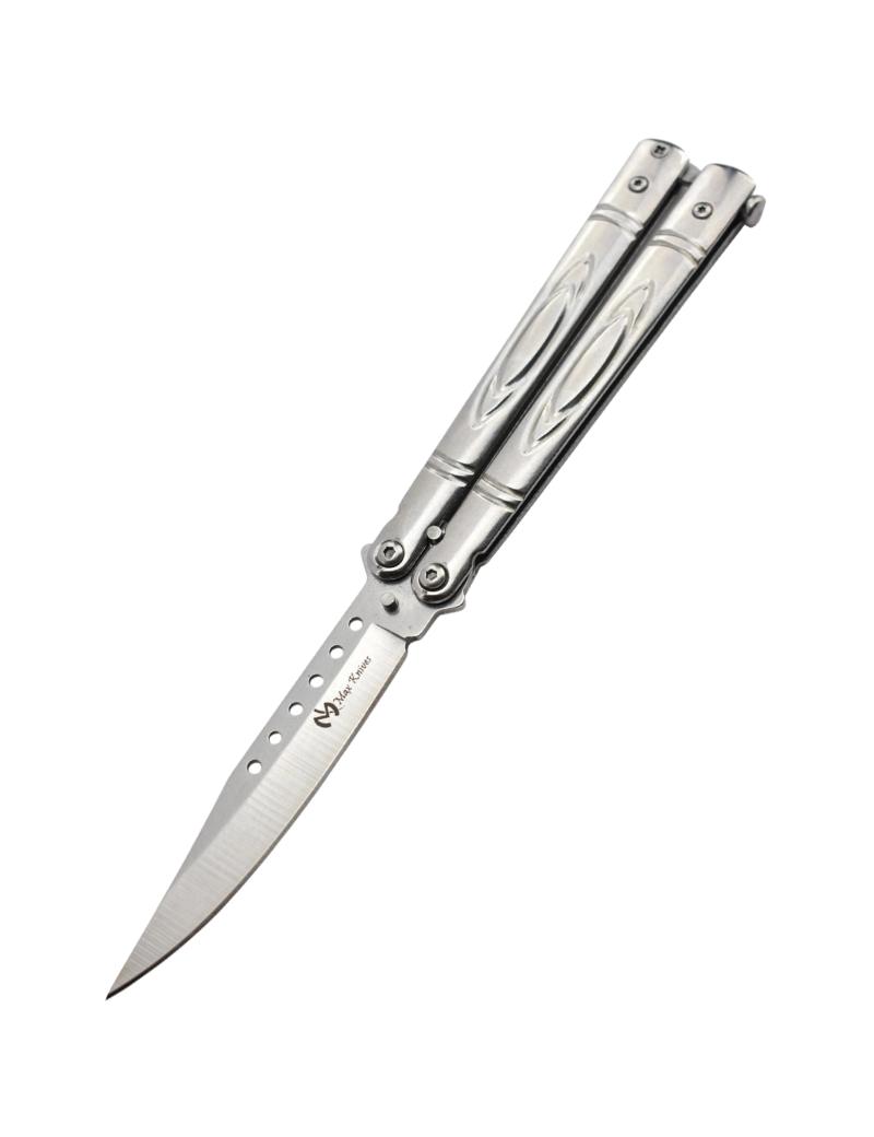 Maxknives P55S Couteau papillon lame acier 3CR13 manche acier silver