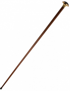 Mahogany Cane with Gold-Plated Handle and Buffalo Horn Insert