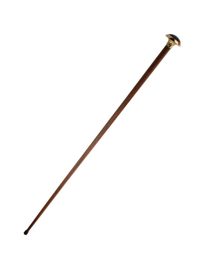 Mahogany Cane with Gold-Plated Handle and Buffalo Horn Insert