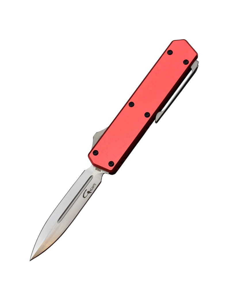 Golgoth G13DT Automatic OTF Knife - VG10 Double-Edged Blade, Red Handl