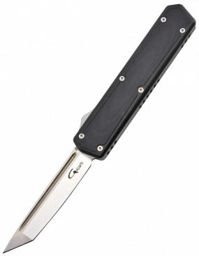 Golgoth G6 Automatic OTF Knife - D2 Steel Blade, Black Aluminum Handl