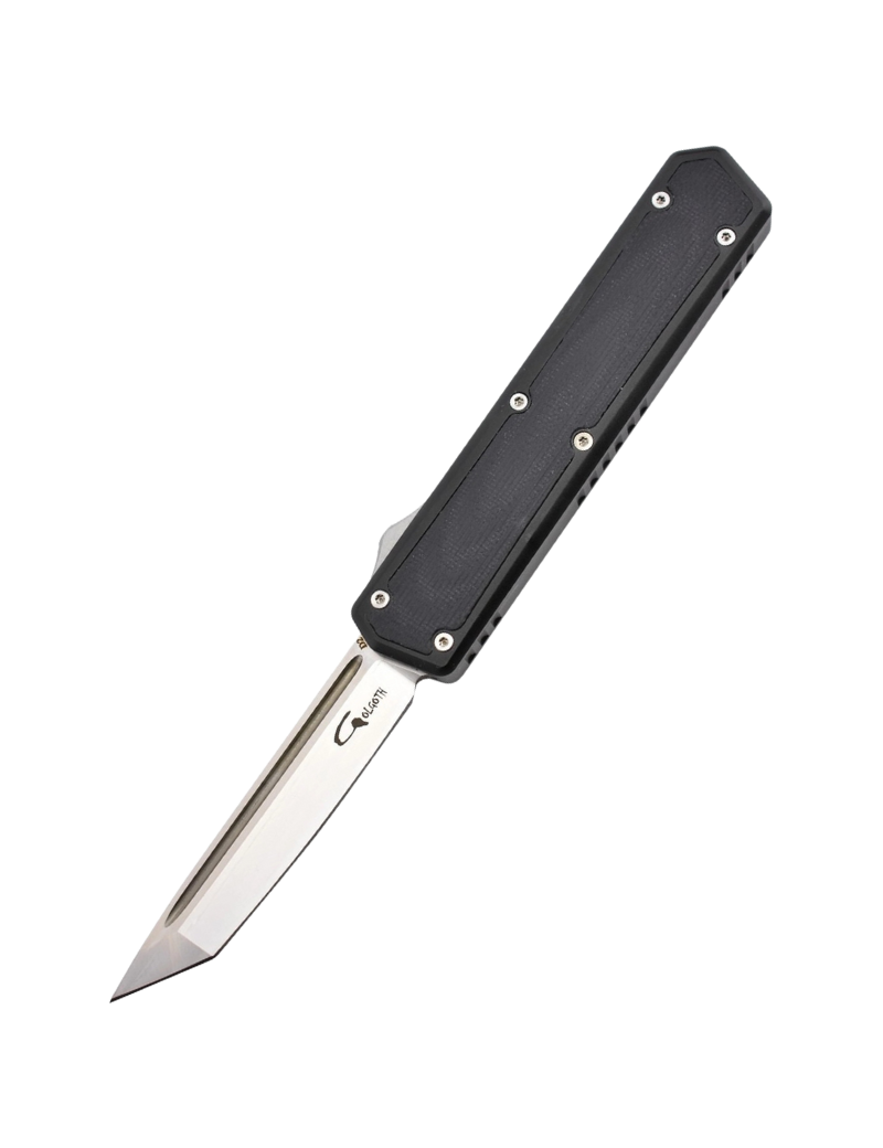 Golgoth G6 Automatic OTF Knife - D2 Steel Blade, Black Aluminum Handl