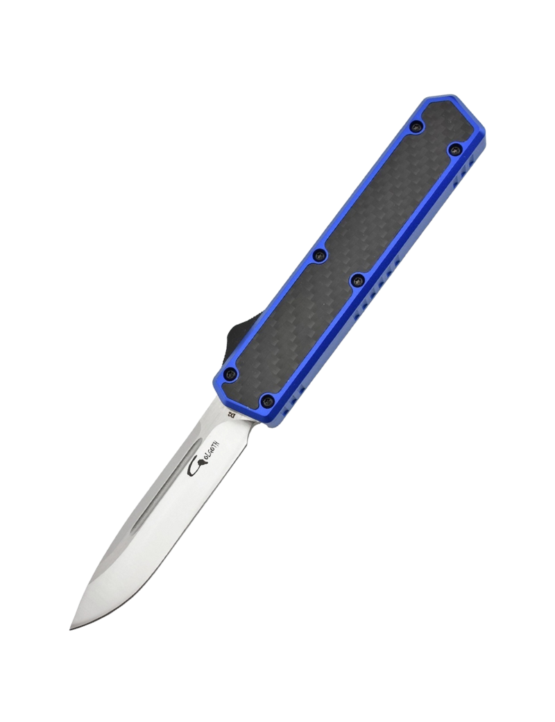 GOLGOTH - G11C4 - Bleu OTF lame acier D2 manche aluminium bleu et fibre de carbone