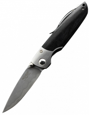 Mcusta MC144G Folding Knife Shinra Teana Black Pakkawood SG2 Steel