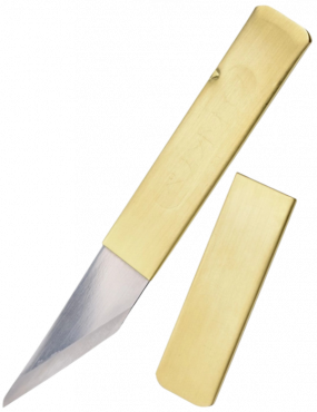 KIRI - Left-Handed Knife Blue Paper Steel, 50mm, Brass Handle