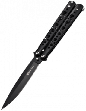 Maxknives P53B Couteau papillon lame acier 3CR13 manche acier noir