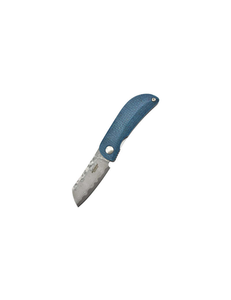 Couteau Mcusta MC-212D, Lame Damas San-Mai, Manche Micarta Bleu et Noi