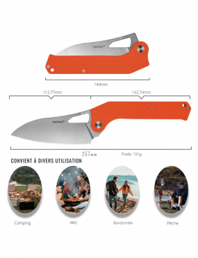 TACRAY - TR-FKK01 - Folding kitchen knife VG10 blade G10 handle orange