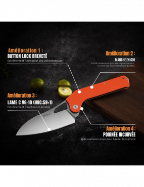 TACRAY - TR-FKK01 - Folding kitchen knife VG10 blade G10 handle orange