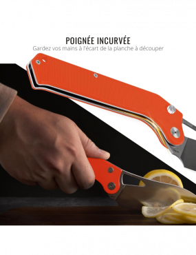 TACRAY - TR-FKK01 - Folding kitchen knife VG10 blade G10 handle orange