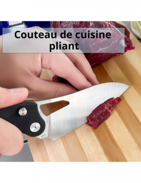 TACRAY - TR-FKK01 - Couteau de cuisine pliant lame VG10 manche G10 noir