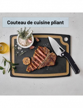 TACRAY - TR-FKK01 - Couteau de cuisine pliant lame VG10 manche G10 noir