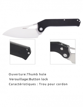 TACRAY - TR-FKK01 - Couteau de cuisine pliant lame VG10 manche G10 noir