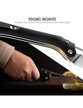 TACRAY - TR-FKK03 - Couteau de cuisine pliant lame VG10 manche G10 noir