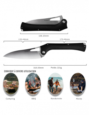 TACRAY - TR-FKK03 - Folding kitchen knife VG10 blade G10 handle black