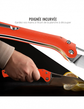 TACRAY - TR-FKK03 - Folding kitchen knife VG10 blade G10 handle orange