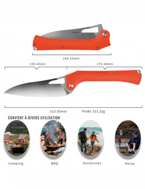 TACRAY - TR-FKK03 - Folding kitchen knife VG10 blade G10 handle orange