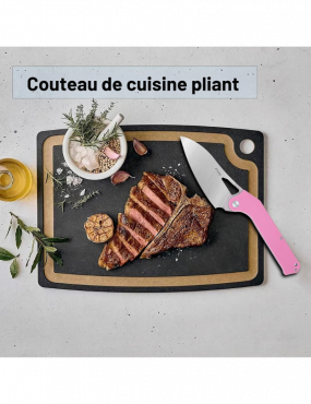 TACRAY - TR-FKK01 - Couteau de cuisine pliant lame VG10 manche G10 ROSE