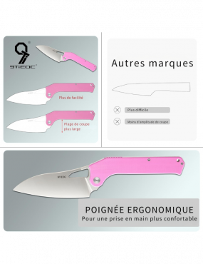 TACRAY - TR-FKK01 - Folding kitchen knife VG10 blade G10 handle PINK