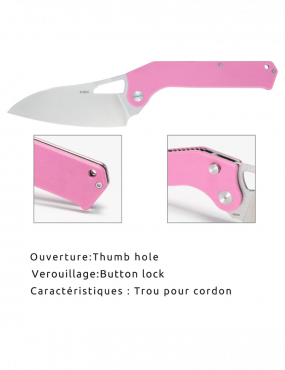 TACRAY - TR-FKK01 - Couteau de cuisine pliant lame VG10 manche G10 ROSE