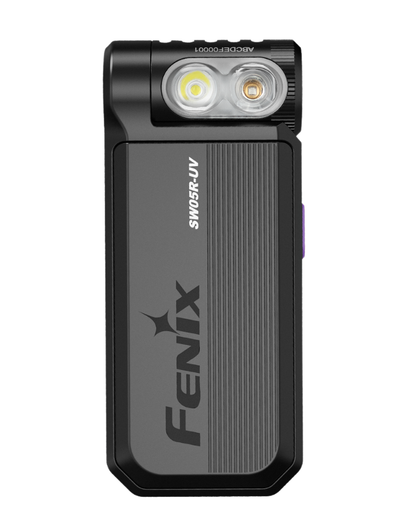 FENIX - SW05R-UV Black - Clip On Flashlight with UV Light - 150 lumens